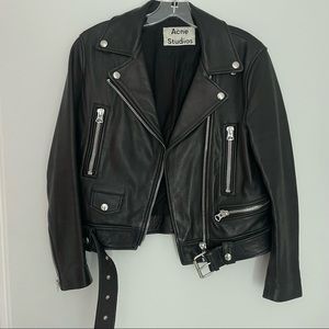 Acne Studios Black Mock Leather Jacket Sz 36